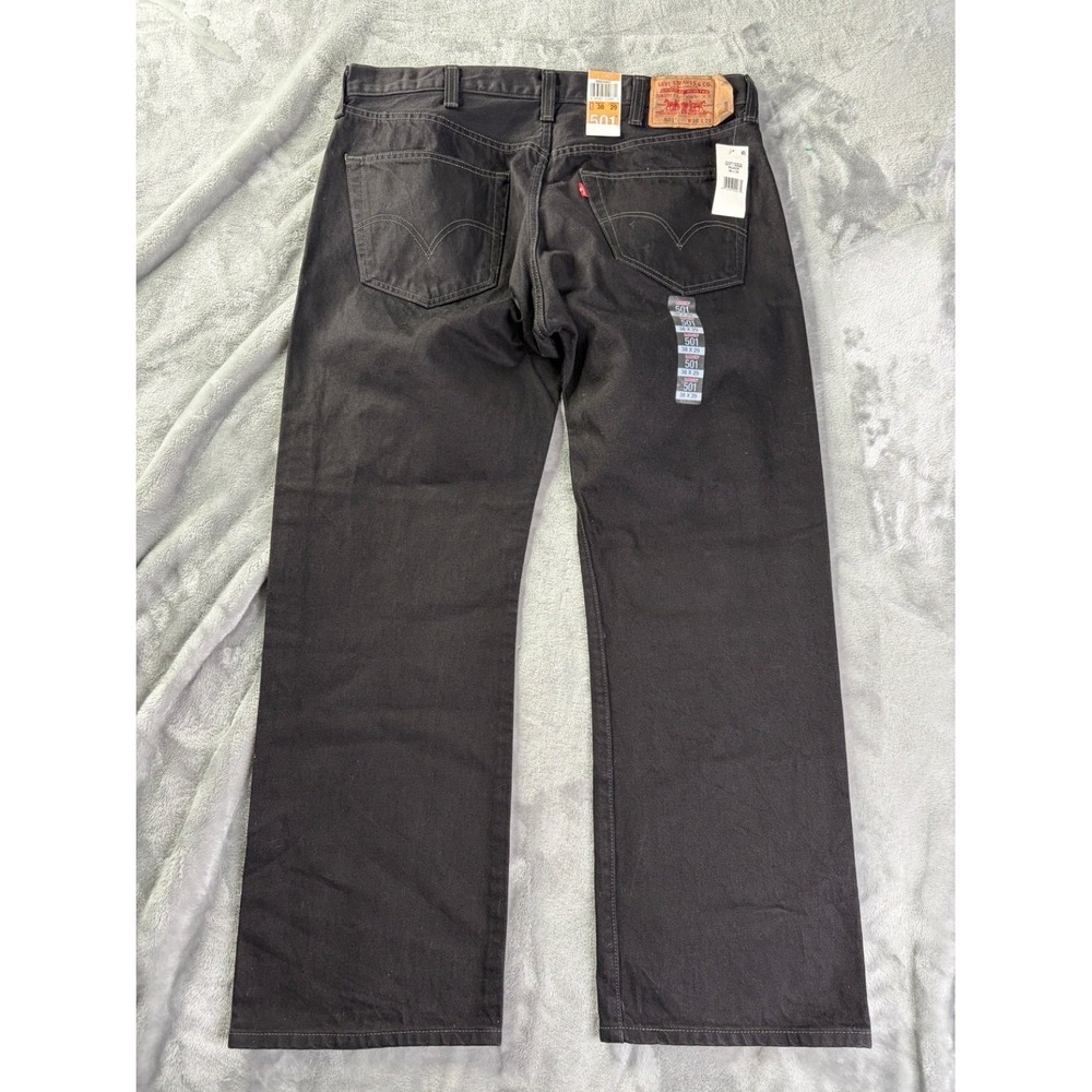 Y2K Deadstock Levis 501 Original Fit Jeans Mens 38x29 Black Denim Button Fly NWT